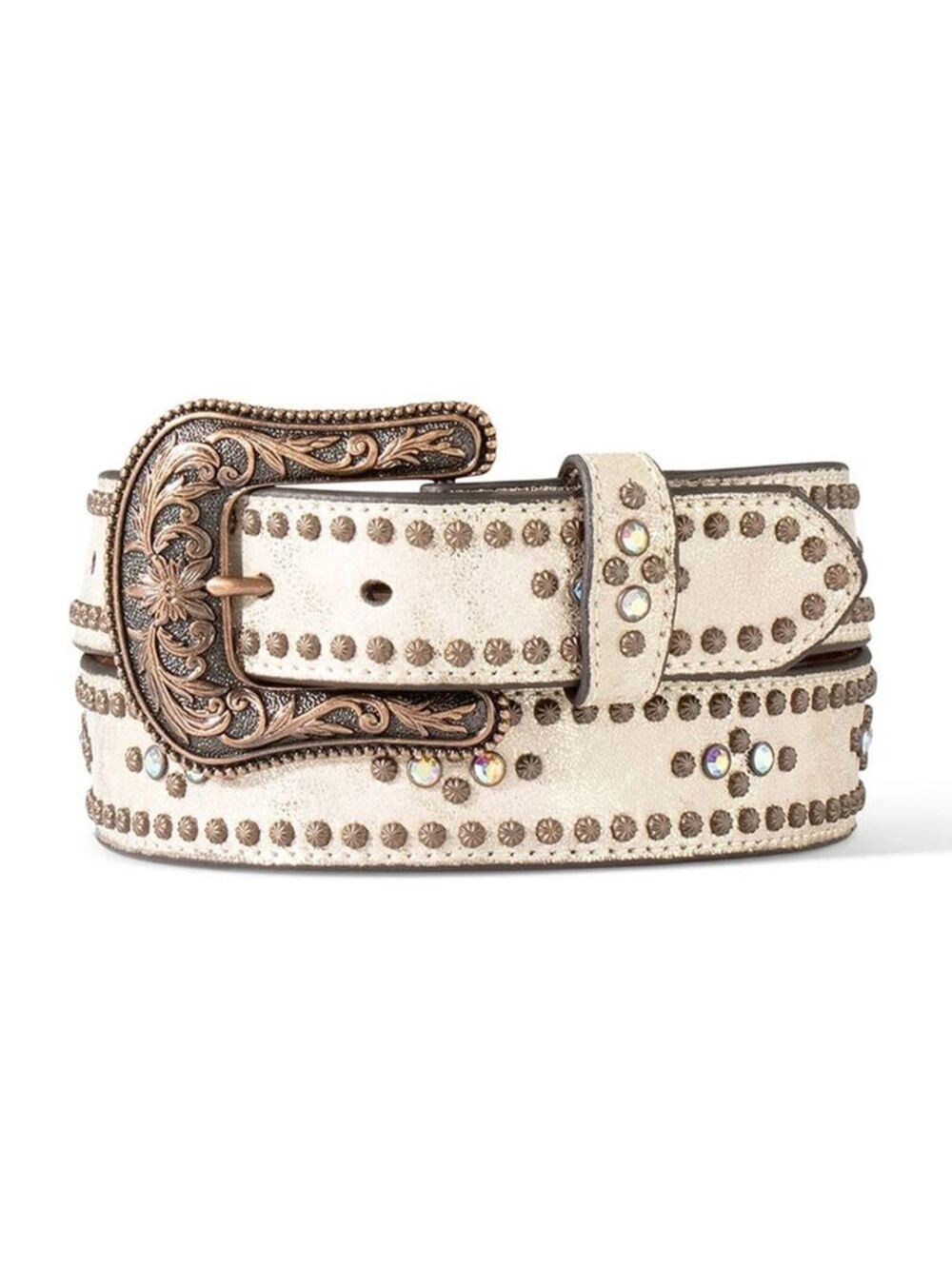 (XL) NWT ARIAT LEATHER RHINESTONE STUDDED COPPER BELT